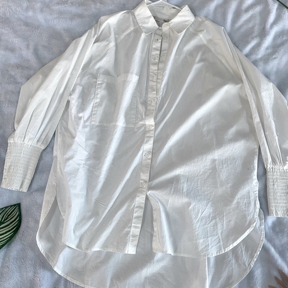 Ruched Drop Shoulder Button Down Dress - Picture 2 of 3